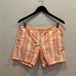 Izod Orange Plaid pineapple Women's Shorts sz 8